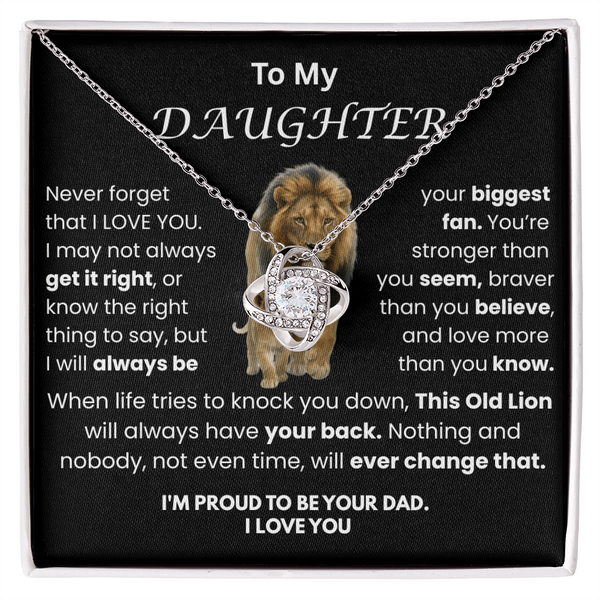 To My Daughter Gift -This Lion Always Have Your Back - Love Knot Necklace