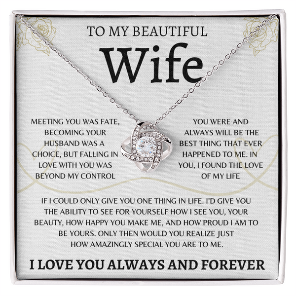 To My Beautiful Wife | Love Knot Necklace