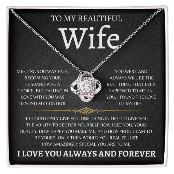 To My Beautiful Wife | Love Knot Necklace