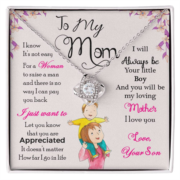 To My Mom | Love Your Son | Love Knot Necklace
