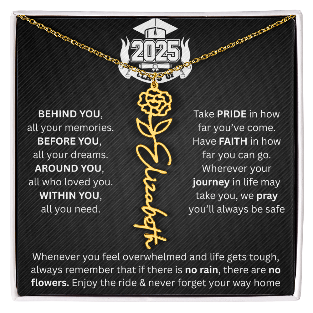 Graduation Gift | Personalized Birth Flower Necklace