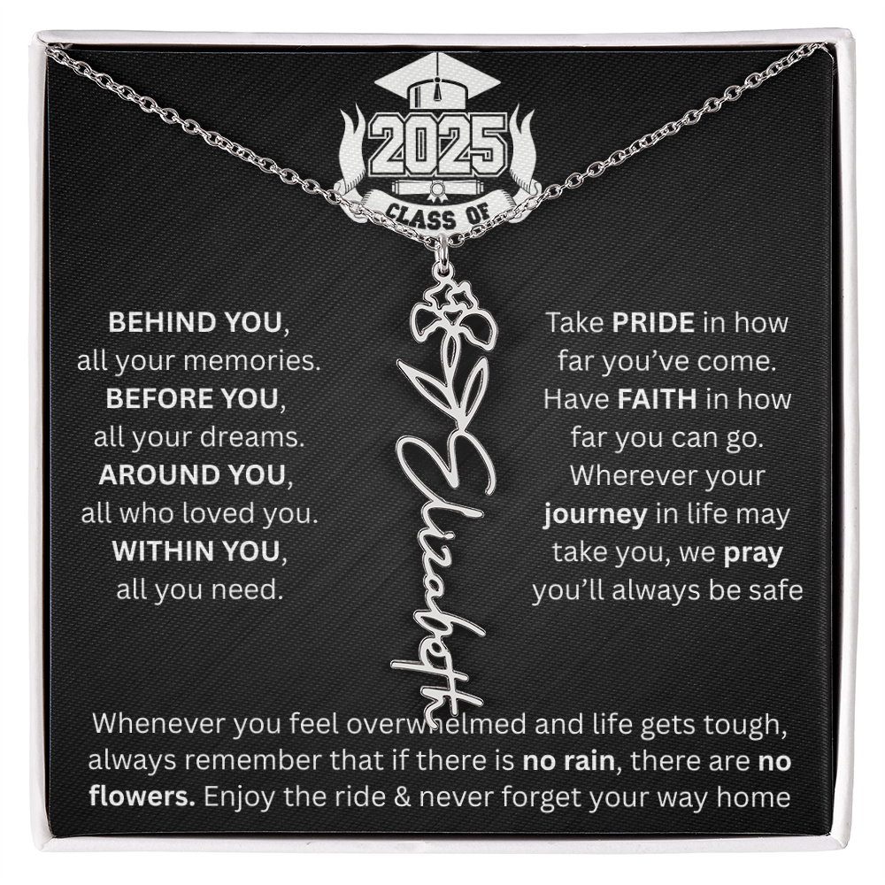 Graduation Gift | Personalized Birth Flower Necklace