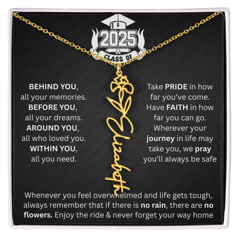 Graduation Gift | Personalized Birth Flower Necklace