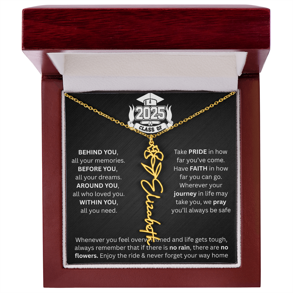 Graduation Gift | Personalized Birth Flower Necklace