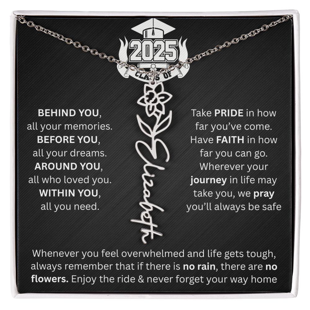 Graduation Gift | Personalized Birth Flower Necklace