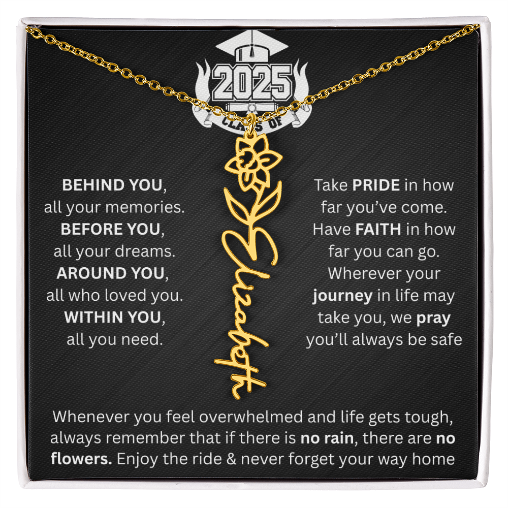 Graduation Gift | Personalized Birth Flower Necklace