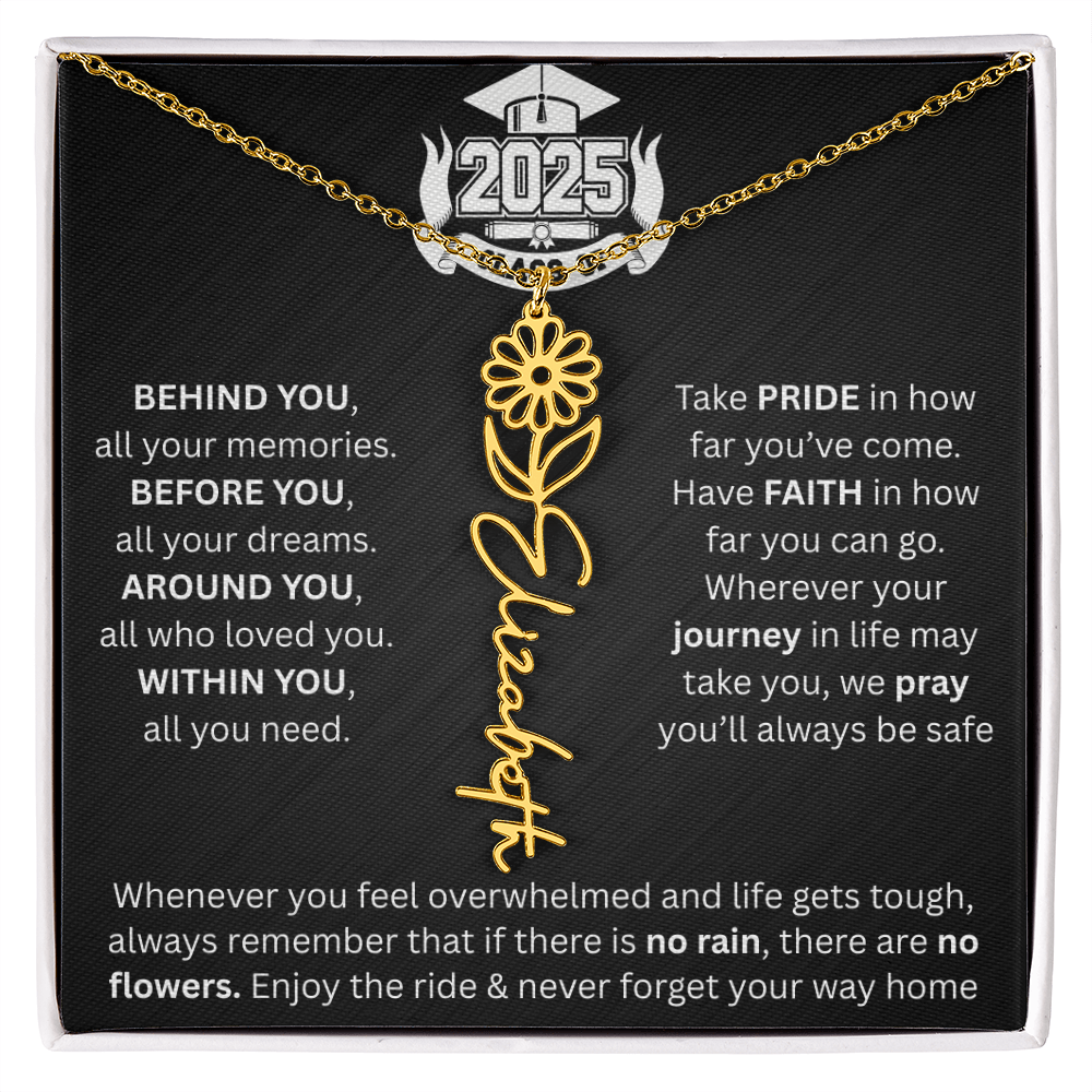 Graduation Gift | Personalized Birth Flower Necklace