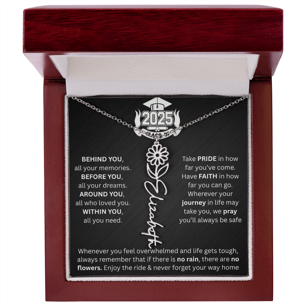 Graduation Gift | Personalized Birth Flower Necklace