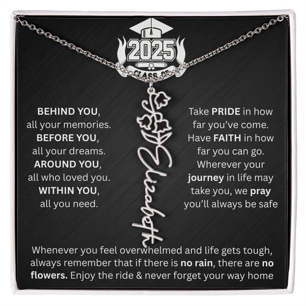 Graduation Gift | Personalized Birth Flower Necklace