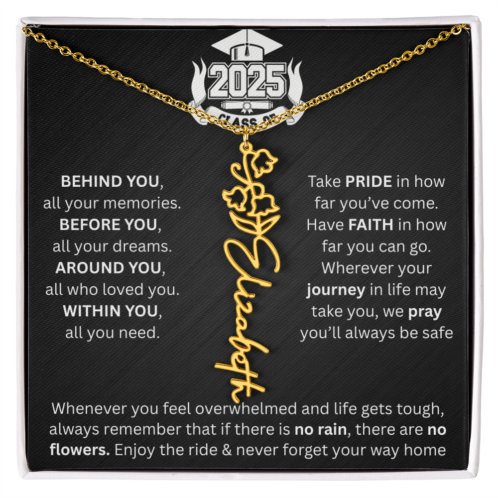 Graduation Gift | Personalized Birth Flower Necklace