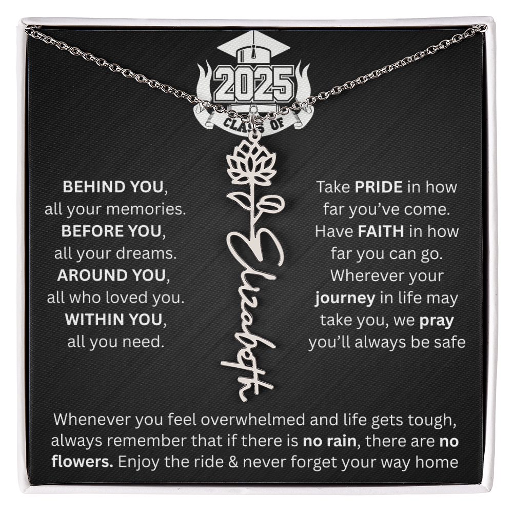 Graduation Gift | Personalized Birth Flower Necklace