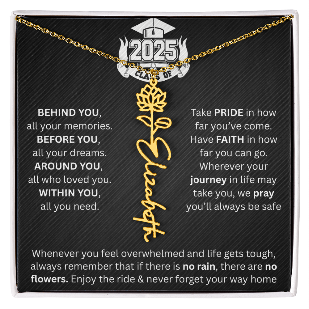 Graduation Gift | Personalized Birth Flower Necklace