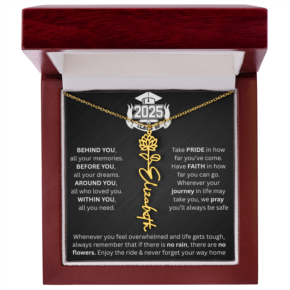 Graduation Gift | Personalized Birth Flower Necklace