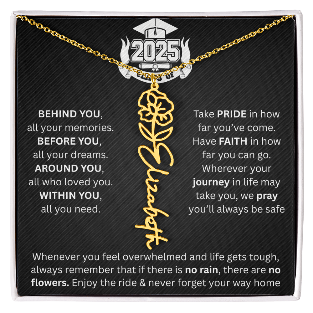 Graduation Gift | Personalized Birth Flower Necklace