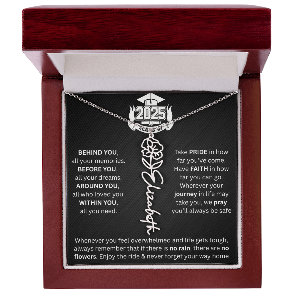 Graduation Gift | Personalized Birth Flower Necklace