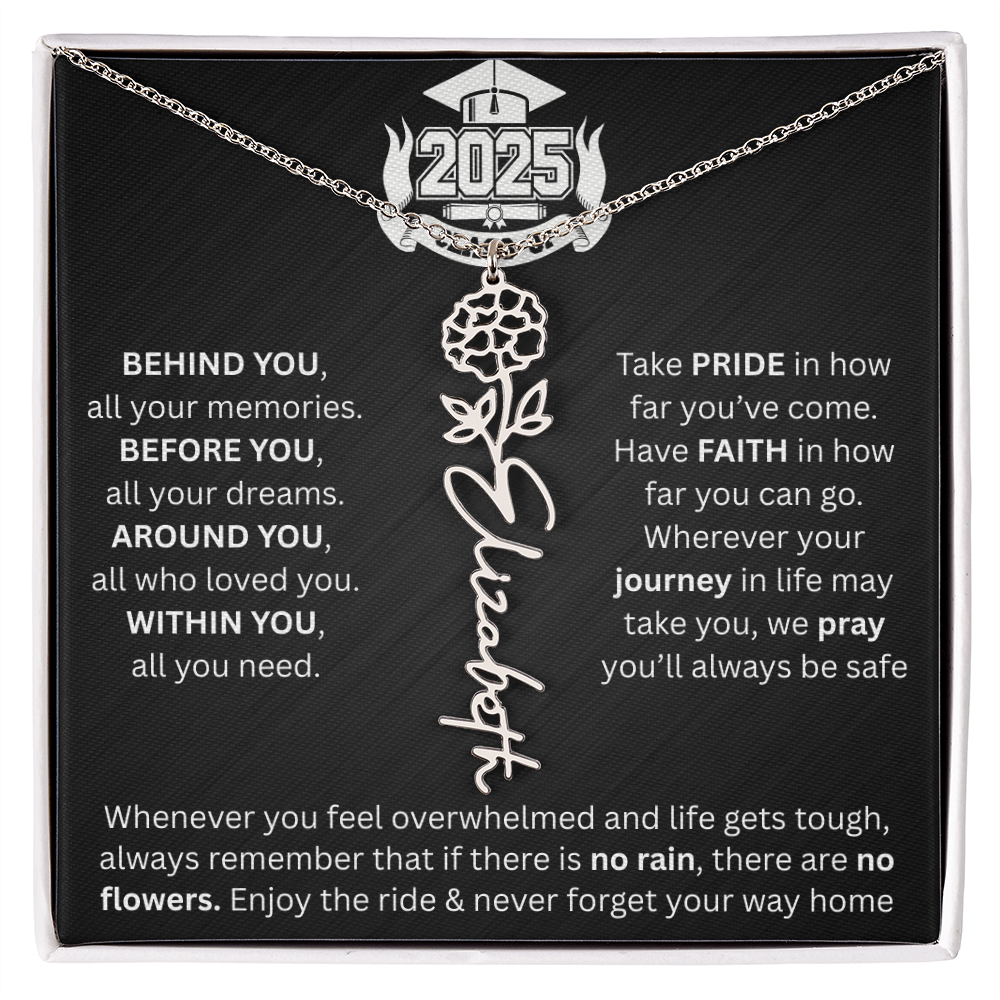 Graduation Gift | Personalized Birth Flower Necklace