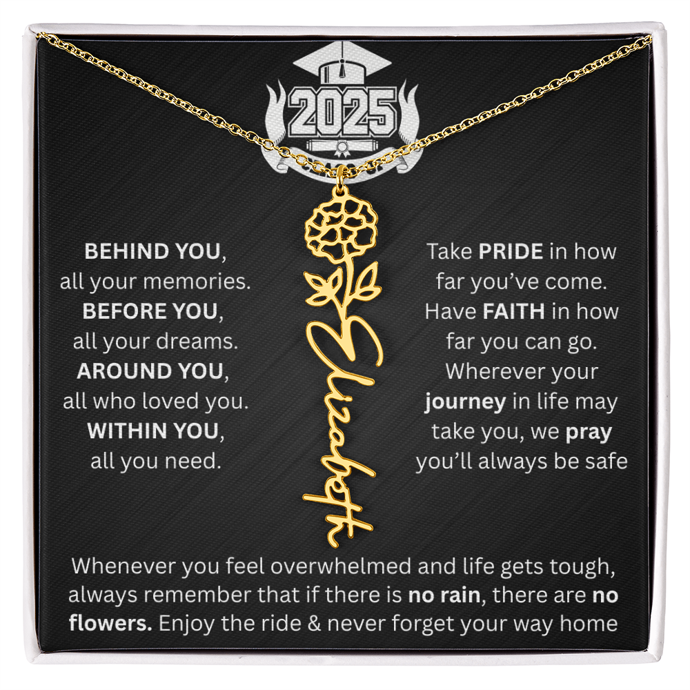 Graduation Gift | Personalized Birth Flower Necklace
