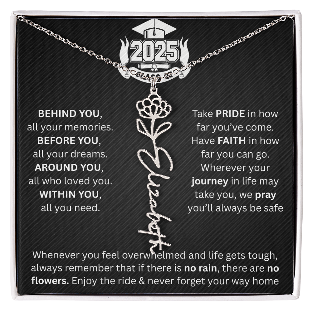 Graduation Gift | Personalized Birth Flower Necklace