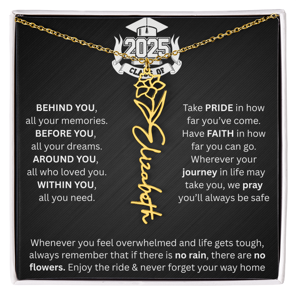 Graduation Gift | Personalized Birth Flower Necklace