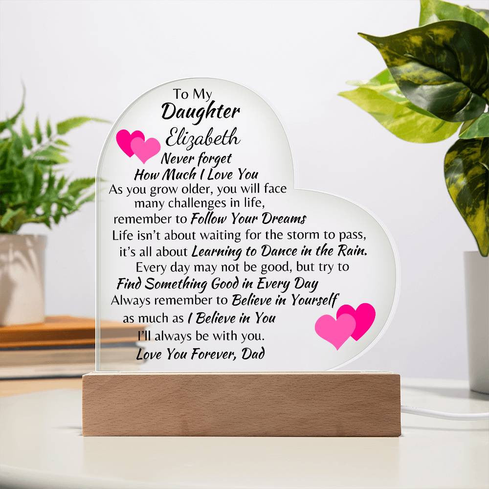 To My Daughter | Love Dad Personlized Acrylic Heart Plaque 3