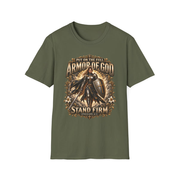 Armor of God T-Shirt – "Put On the Full Armor of God, Stand Firm" Christian Graphic Tee
