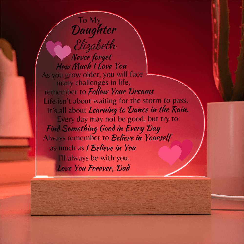 To My Daughter | Love Dad Personlized Acrylic Heart Plaque 3