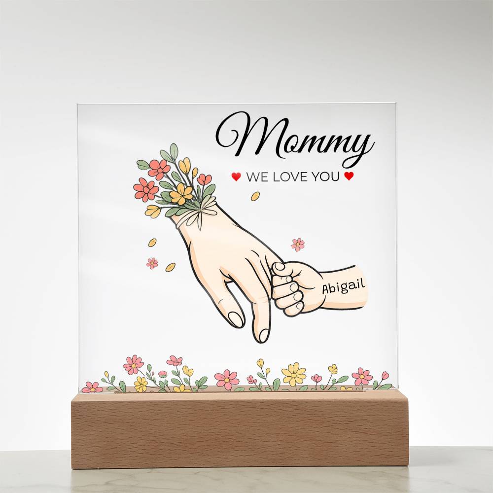 Eternal Bloom" | Personalized LED Acrylic Plaque for Mom