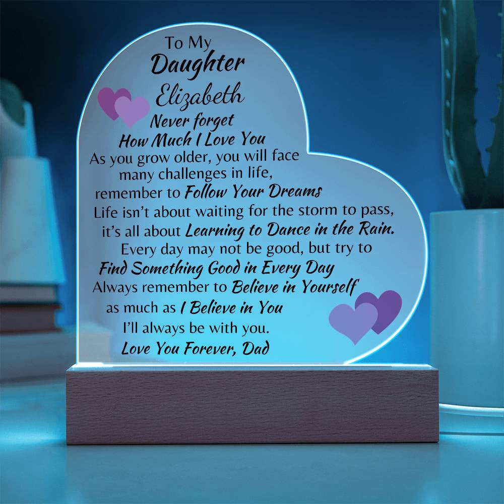 To My Daughter | Love Dad Personlized Acrylic Heart Plaque 3