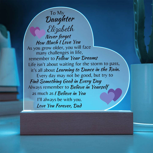 To My Daughter | Love Dad Personlized Acrylic Heart Plaque 3