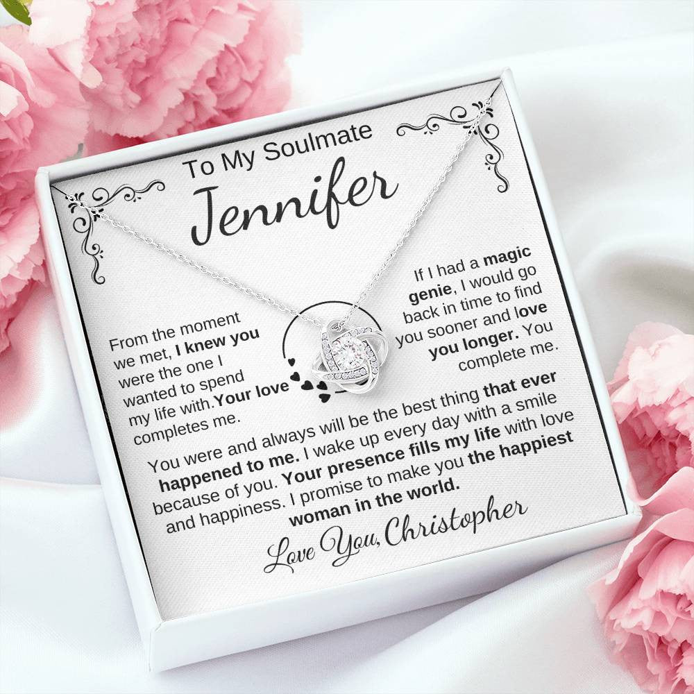 To My Soulmate | Personalize with Names | Love Knot Necklace