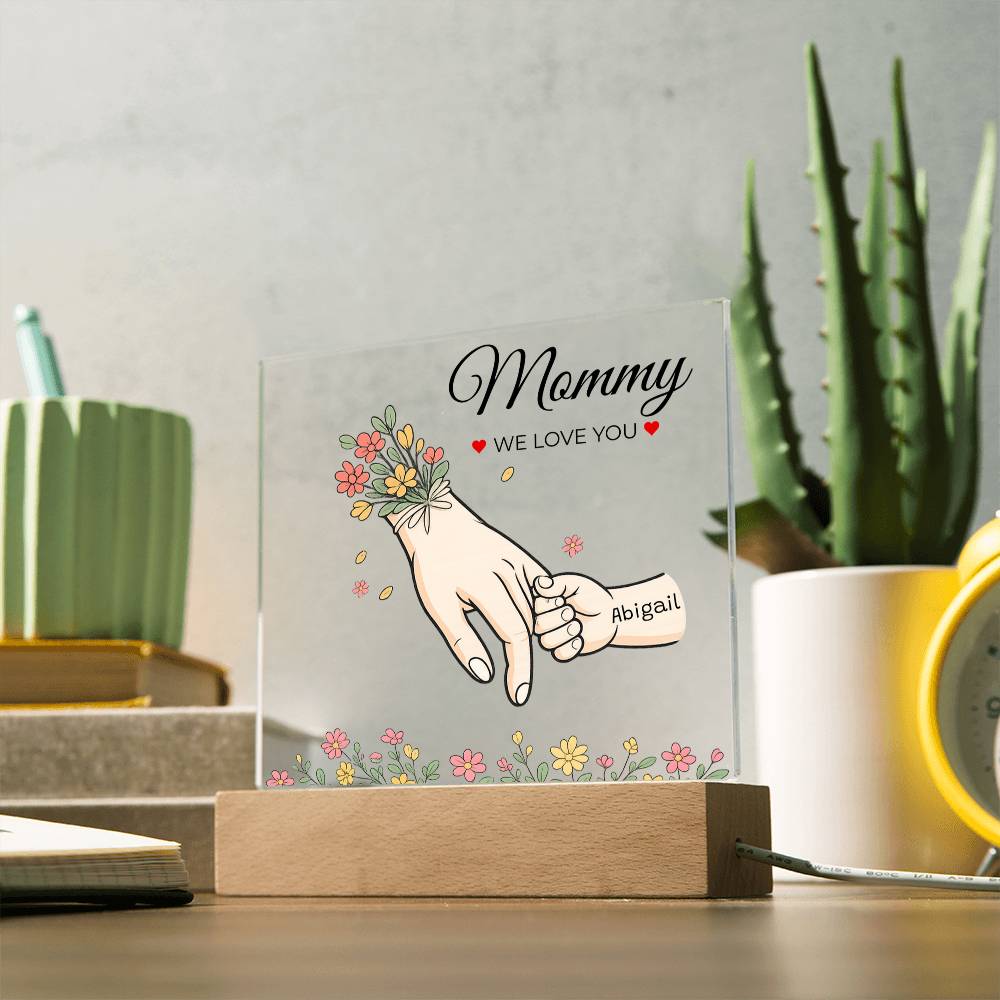 Eternal Bloom" | Personalized LED Acrylic Plaque for Mom