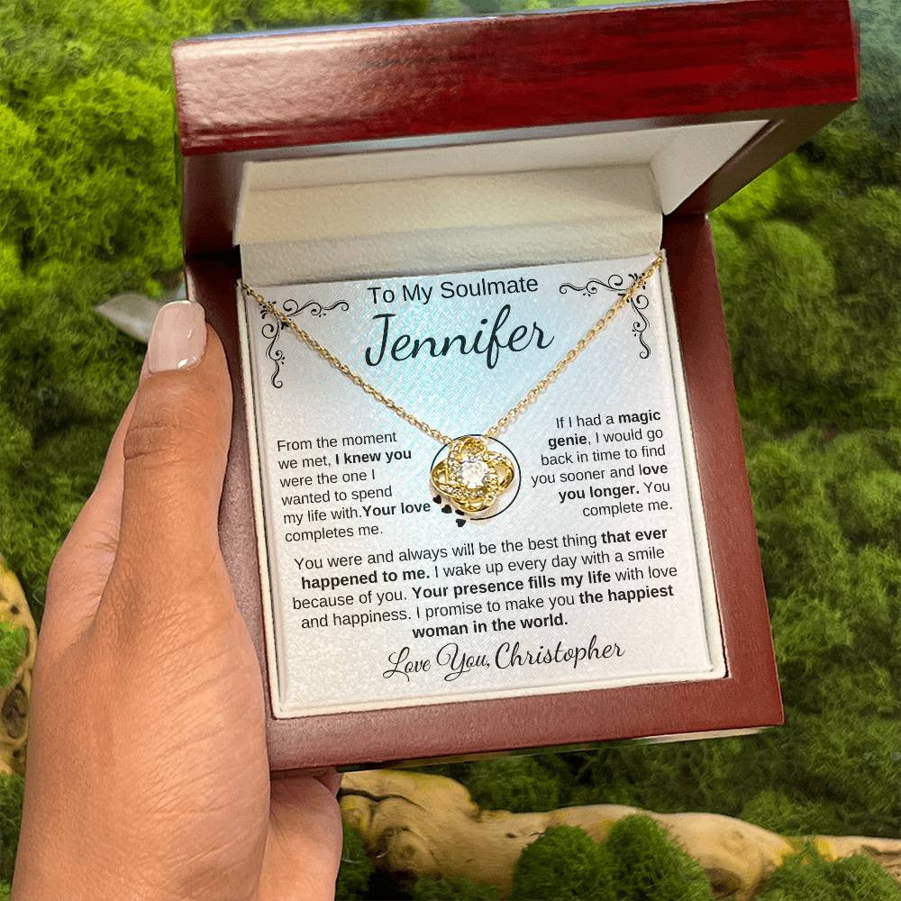 To My Soulmate | Personalize with Names | Love Knot Necklace