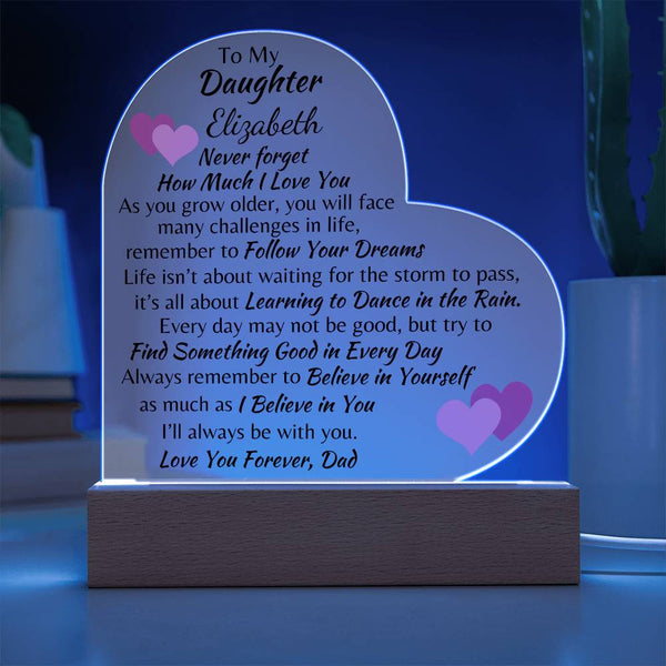 To My Daughter | Love Dad Personlized Acrylic Heart Plaque 3