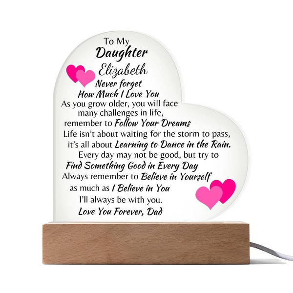 To My Daughter | Love Dad Personlized Acrylic Heart Plaque 3