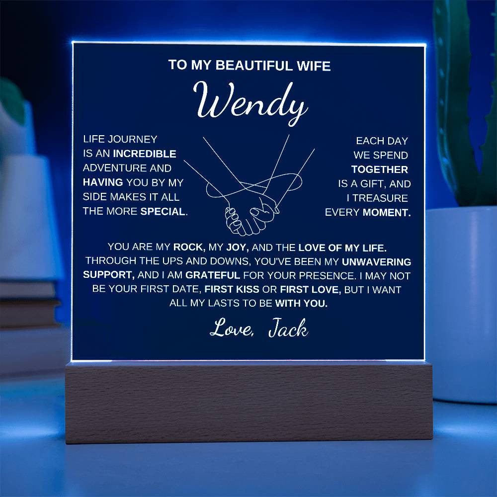 To My Beautiful Wife | My Rock | Acrylic Plaquec Square Plaque