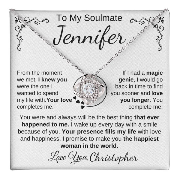 To My Soulmate | Personalize with Names | Love Knot Necklace