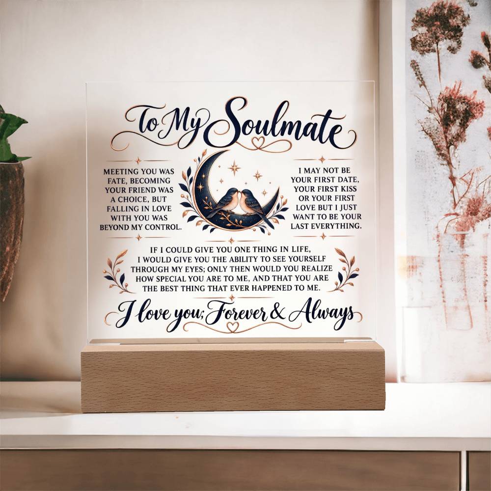 To My Soul Mate | Falling In Love | Acrylic Plaque