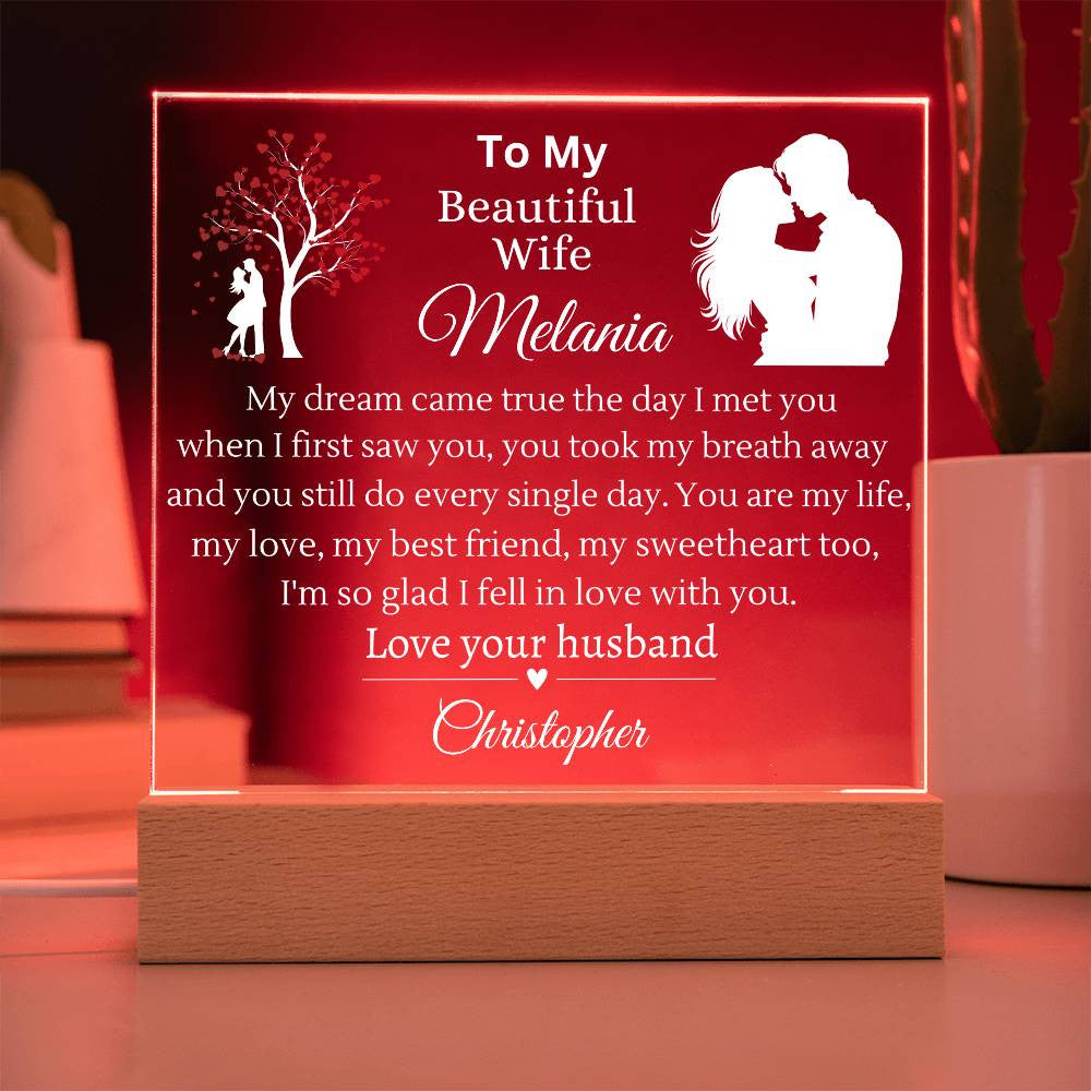 To My Beautiful wife | My Dream Came True Acrylic Plaque