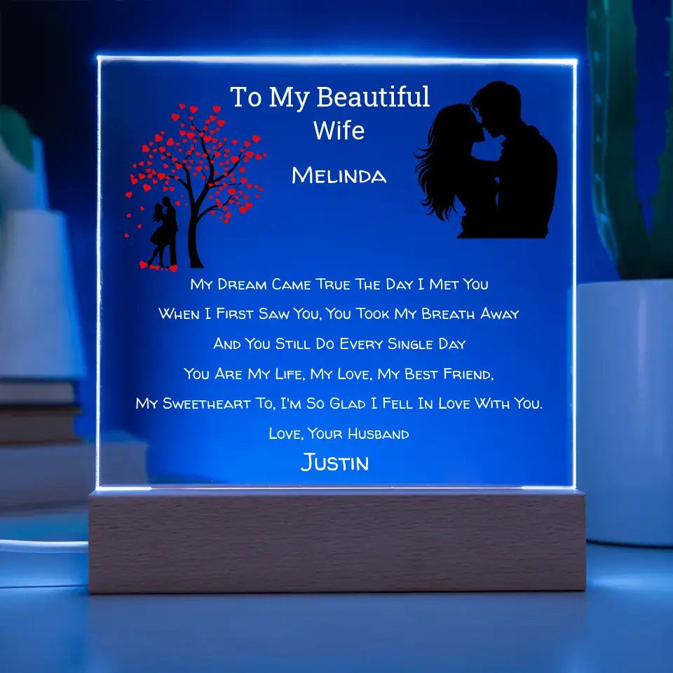 To My Beautiful Wife - Personalize Name Plaque