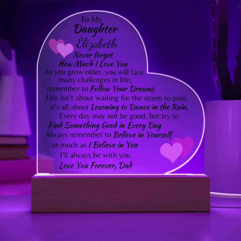 To My Daughter | Love Dad Personlized Acrylic Heart Plaque 3