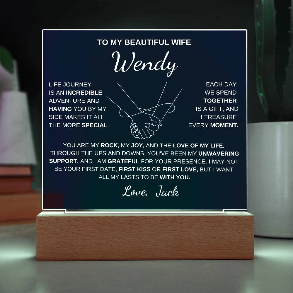 To My Beautiful Wife | My Rock | Acrylic Plaquec Square Plaque