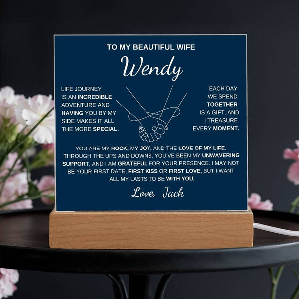 To My Beautiful Wife | My Rock | Acrylic Plaquec Square Plaque