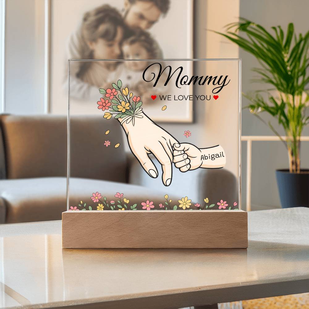 Eternal Bloom" | Personalized LED Acrylic Plaque for Mom