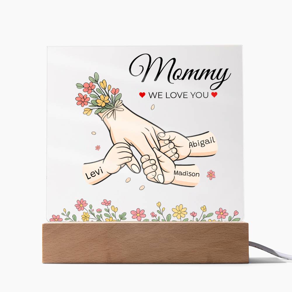 Eternal Bloom" | Personalized LED Acrylic Plaque for Mom