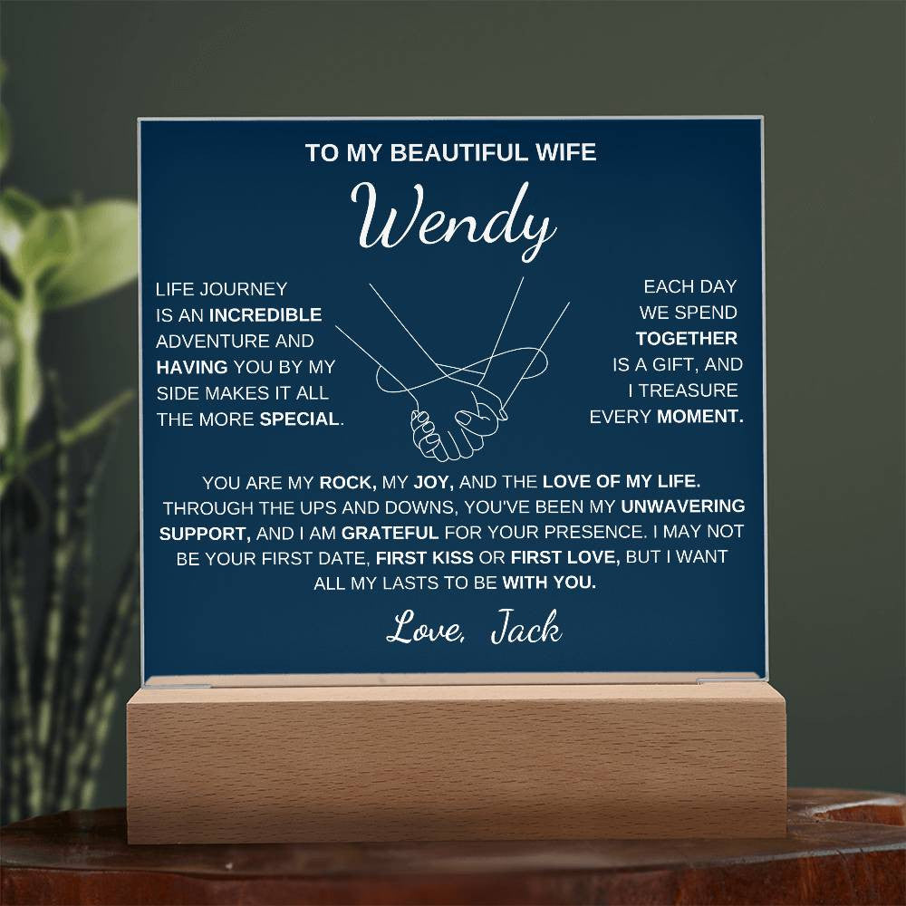 To My Beautiful Wife | My Rock | Acrylic Plaquec Square Plaque