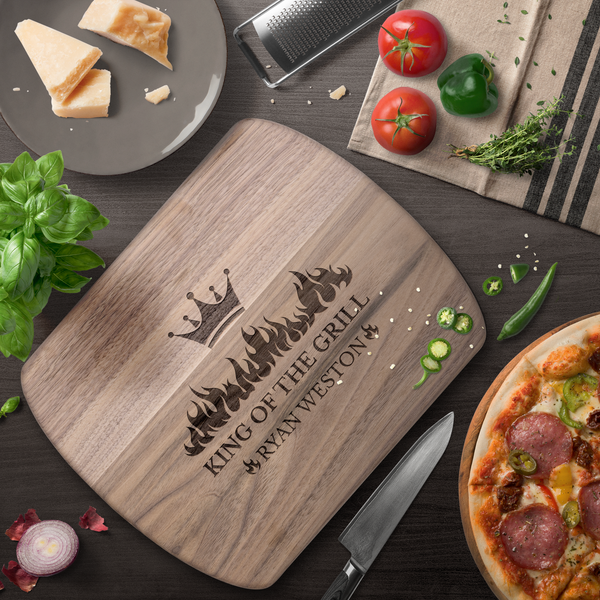 King Of The Grill | Personalized Wooden Cutting Board