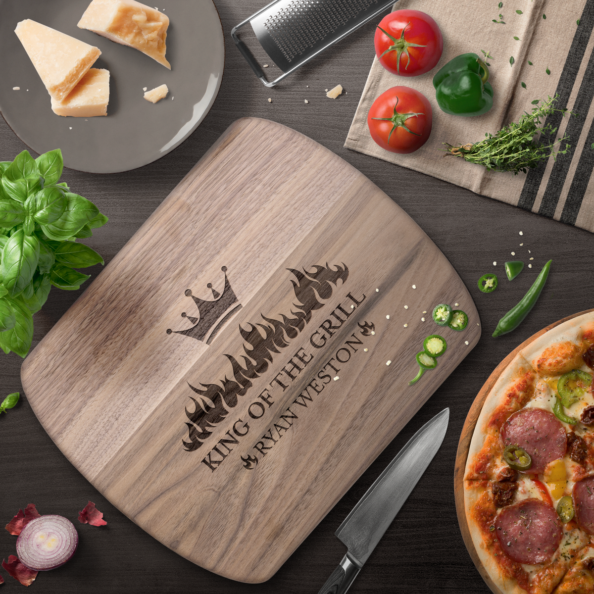 King Of The Grill | Personalized Wooden Cutting Board