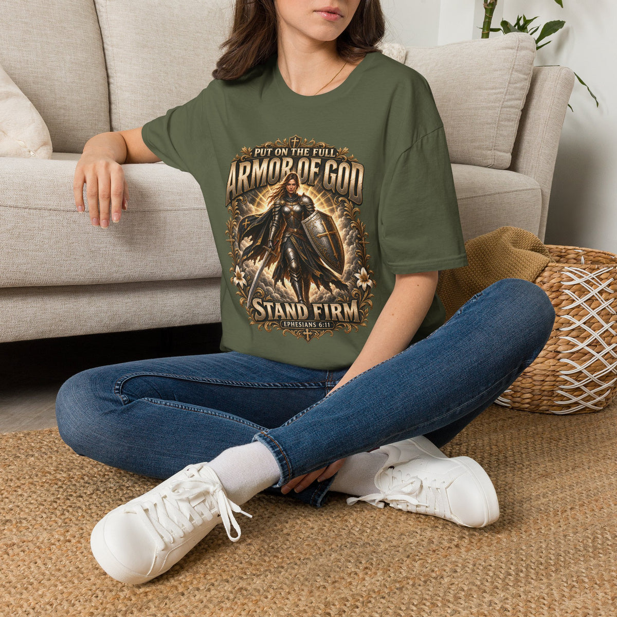 Armor of God T-Shirt – "Put On the Full Armor of God, Stand Firm" Christian Graphic Tee