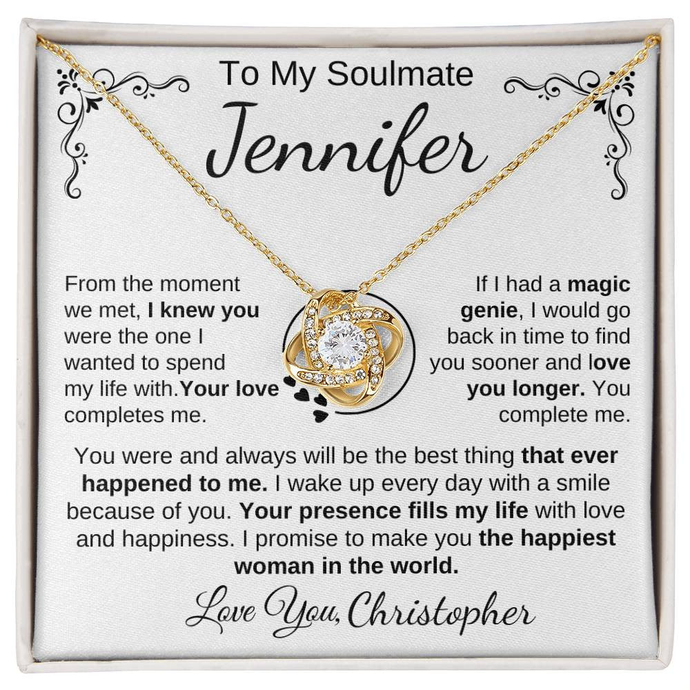 To My Soulmate | Personalize with Names | Love Knot Necklace