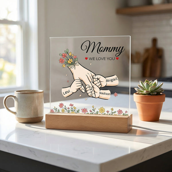 Eternal Bloom" | Personalized LED Acrylic Plaque for Mom